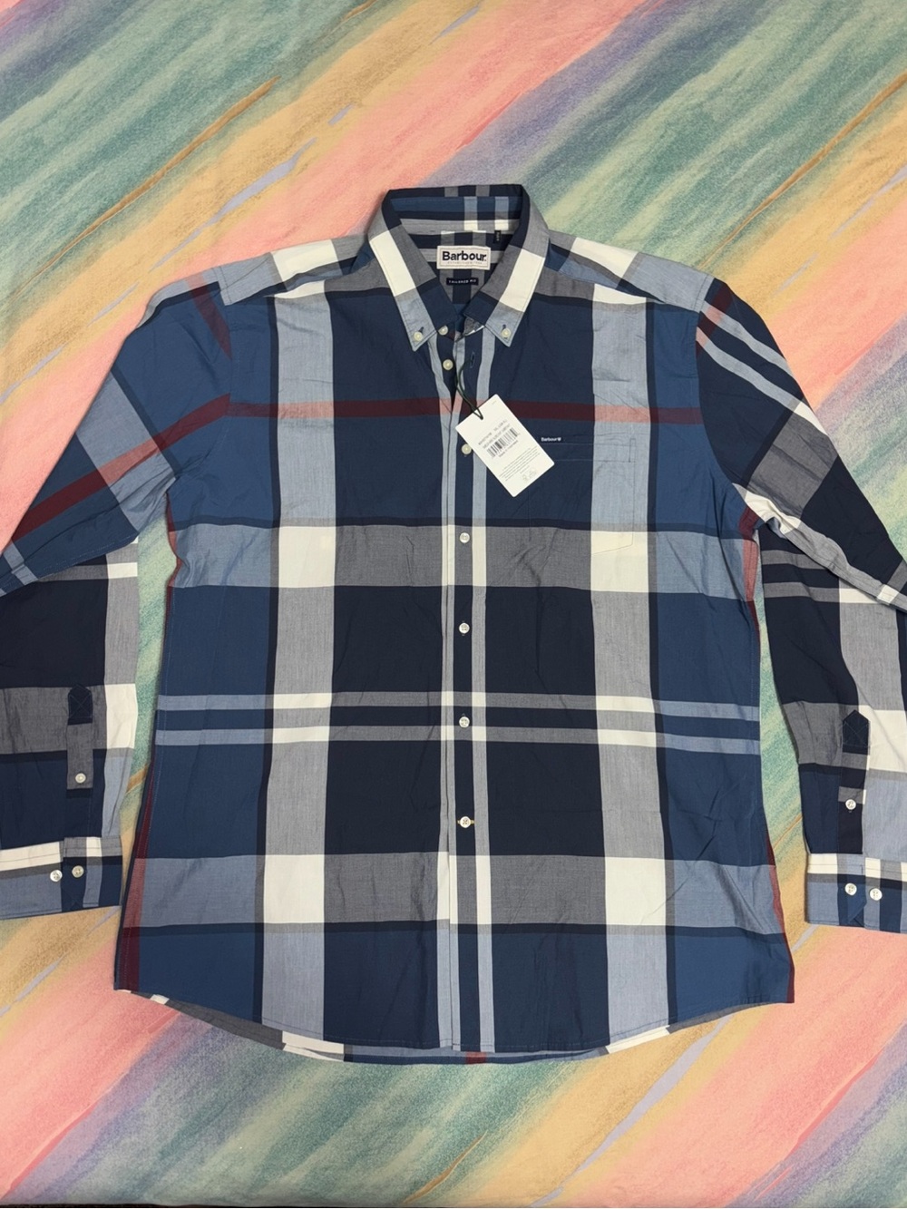 NWT Barbour Harris tailored shirt summer navy size US XL